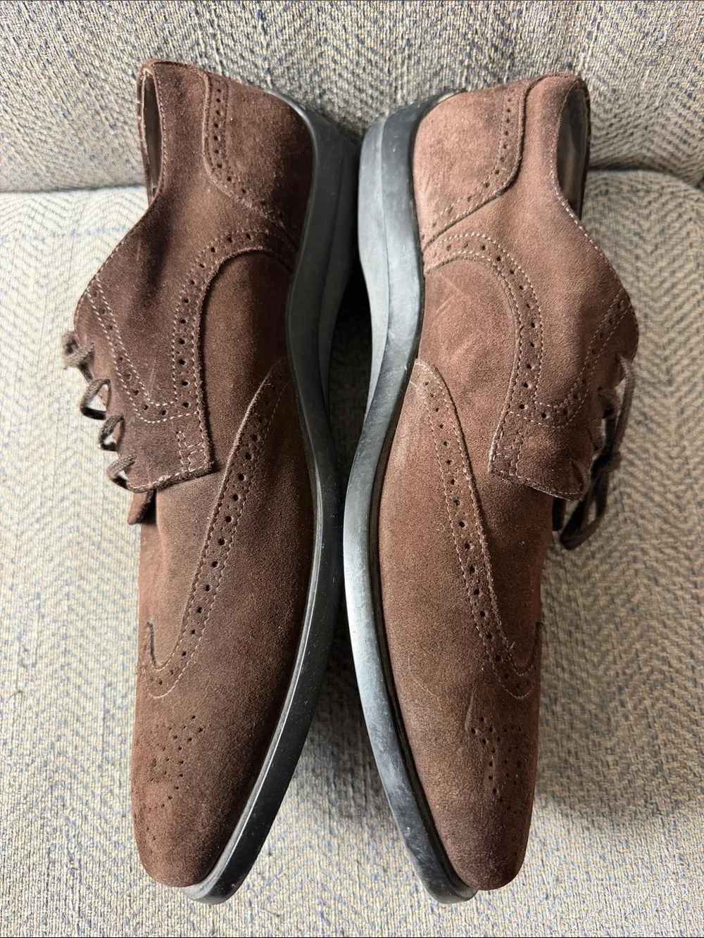 TOD'S Men’s Dark brown Leather Suede Lace Up Wingtip Brogue Derby Size: 10